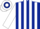 Dark Blue and White stripes, White sleeves, hooped cap