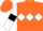 Orange, white triple diamond, white sleeves, black armlets