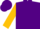 Purple, gold belt, gold cuffs on sleeves, purple cap