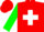 Red body, white cross belts, green arms, red cap