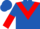 Royal blue, red chevron, halved sleeves
