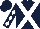 Dark blue, white cross belts, diamonds on sleeves