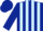 Dark blue and light blue stripes, dark blue sleeves and cap