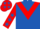Royal blue, red chevron, red sleeves, royal blue stars, red cap, royal blue stars