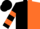 Black & orange halved, hooped sleeves, black cap