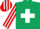 Dark green, white cross belts, red and white striped sleeves and cap