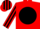 Red, Black disc, striped sleeves and cap