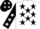 White, black stars, black sleeves, white stars