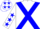 white, blue cross sashes, white sleeves, blue stars, white cap, blue stars