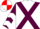White,maroon cross sashes,maroon slvs,white chevrons,emGreen & red qtd cap
