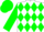 White body, green diamonds, green arms, green cap