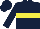 Dark blue, yellow hoop