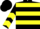 Black, yellow hoops, chevrons on sleeves