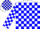 White, blue blocks, red band on slvs