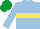 Light blue, yellow hoop, emerald green cap