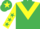 Emerald green, yellow chevron, yellow sleeves, emerald green stars, emerald green cap, yellow star