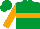 Emerald green, orange hoop and sleeves