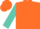 Shocking orange, turquoise 't()w' on back, turquoise sleeves
