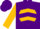 Purple, purple 'r' on gold ball, purple chevrons on gold sleeves, purple cap