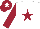 White, maroon star & sleeves, maroon cap, white star