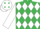 Emerald green, white diamonds, white sleeves, white cap, emerald green diamonds
