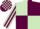 Light green and maroon (quartered), striped sleeves, check cap