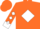 Orange, white diamond, orange b, orange sleeves, white diamonds, white cuffs