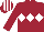 Maroon, White triple diamond, striped cap