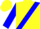 Yellow, blue sash, blue sleeves