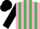 Pink and emerald green stripes, black sleeves and cap