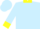 Light blue,yellow collar & cuffs,black 'e' on back