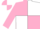 Pink and white (quartered), pink sleeves