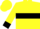 Yellow, 'ajp' on black hoop, white dice, black cuffs