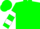 Green, white box 'm', white bars on sleeves