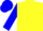 Yellow, yellow 'grant' in black box, yellow hoops on blue sleeves, yellow and blue cap