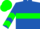 Royal blue, kelly green hoop, kelly geen chevrons on sleeves, green cap