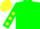 Green, yellow 't', yellow dots on sleeves, green and yellow cap