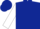 Dark blue, white 'mak', white horseshoe on sleeves