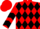 Red, black diamonds, black 'cc', black chevrons on sleeves