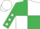 Emerald green and white (quartered), emerald green sleeves, white stars, white cap