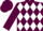 Maroon and white diamonds, maroon sleeves and cap