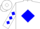 White, blue diamond g diamond front & back, blue diamonds on sleeves