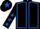 Black, royal blue seams, black sleeves, royal blue stars, black cap, royal blue star