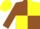 Brown and yellow quartered, brown sleeves, yellow cap