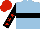 Light blue, black hoop, black sleeves, red stars, red cap