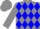Gray, blue diamonds, gray sleeves, gray cap