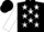Black, white stars, white 'ctr' in white circle, red hoops on white sleeves, black cap