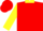 Red, yellow collar, yellow sleeves, two red hoops