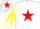 White, red star, purple sleeves, yellow diabolo, white cap, red star