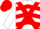 White, red cross sashes, red chevrons on white sleeves, red cap